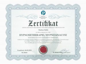 Hypnosetherapeut Zertifikat