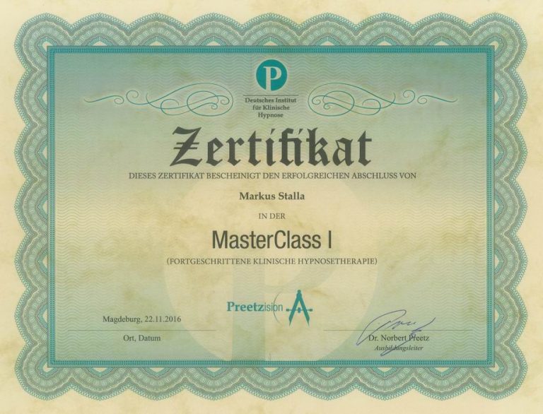 Masterclass 1 Zertifikat