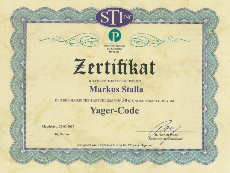Yager Code Zertifikat